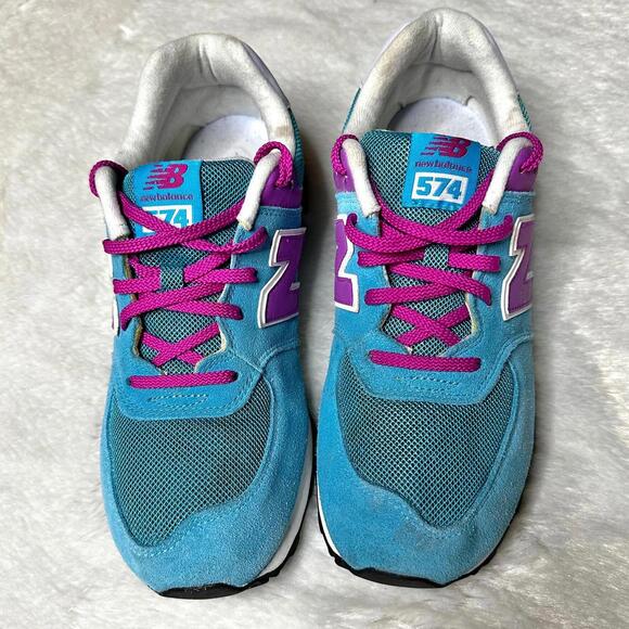 New Balance 574 V1 Blue Lace Up Sneakers Women’s 7 Athletic - Picture 4 of 9